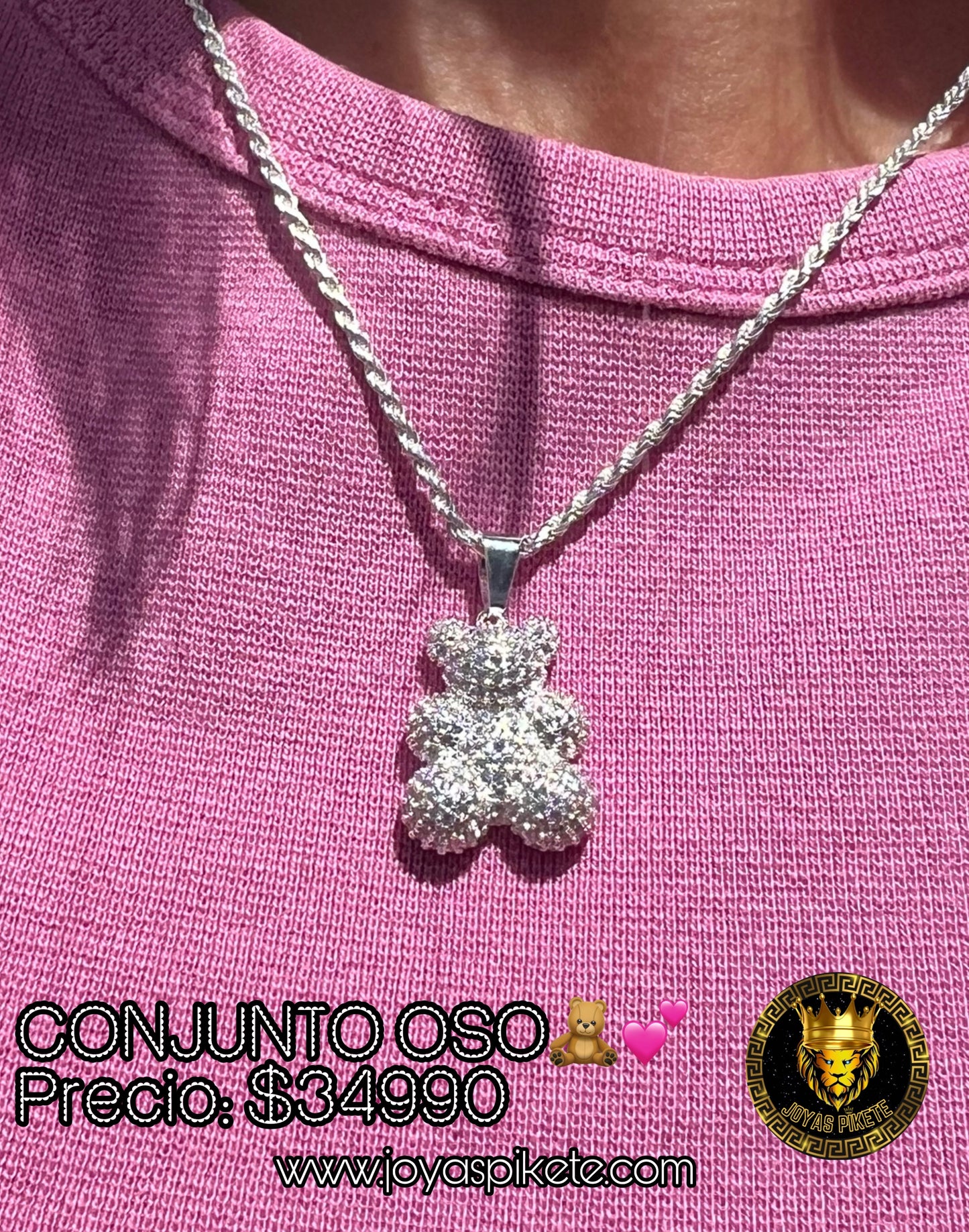 Conjunto Oso Plata Italiana 925🇮🇹