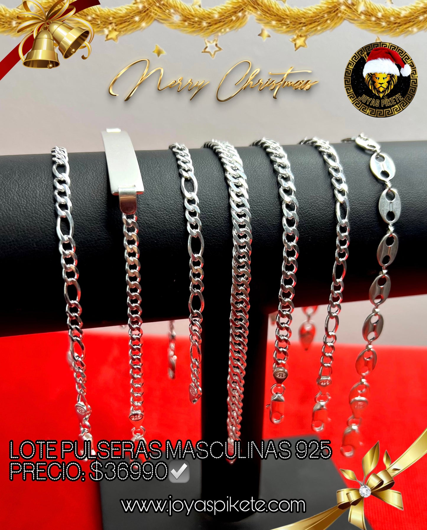 Lotes Navideños🎅🏻 Pulseras Masculinas 925