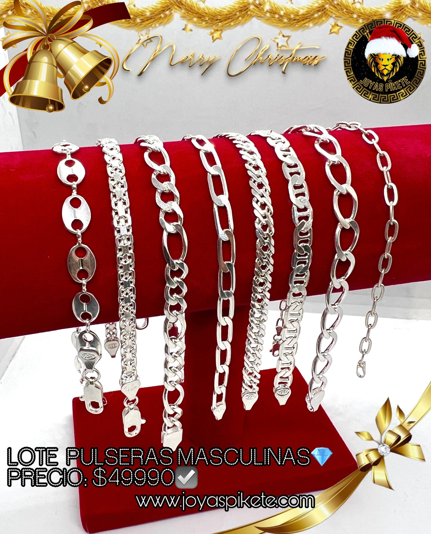 Lotes Navideños🎅🏻🎁 Pulseras Masculinas 925☑️