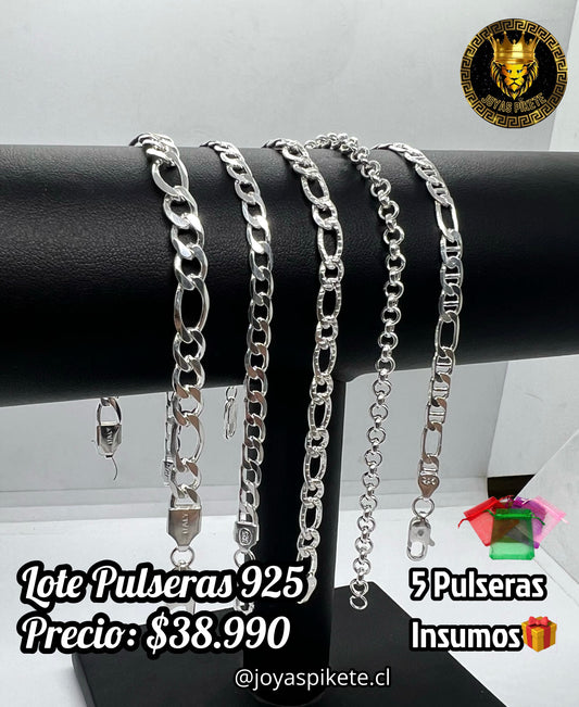 Lote Pulseras Masculinas Ley 925