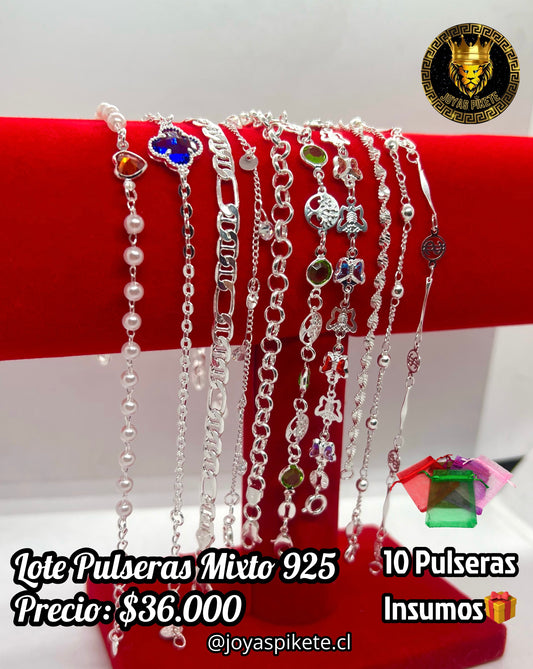 Lote Pulseras Mixtas Ley 925