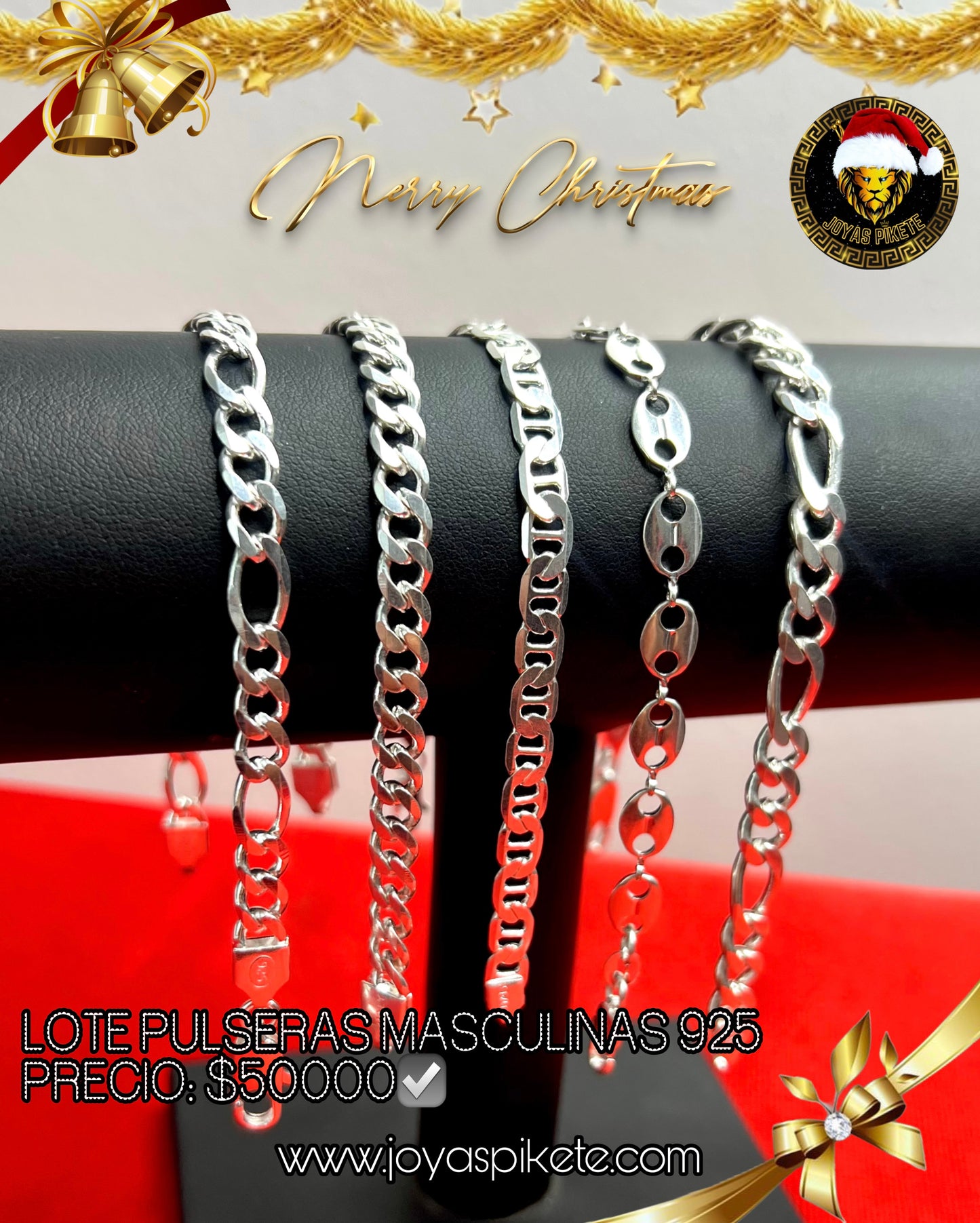 Lotes Navideños🎅🏻 Pulseras Masculinas 925