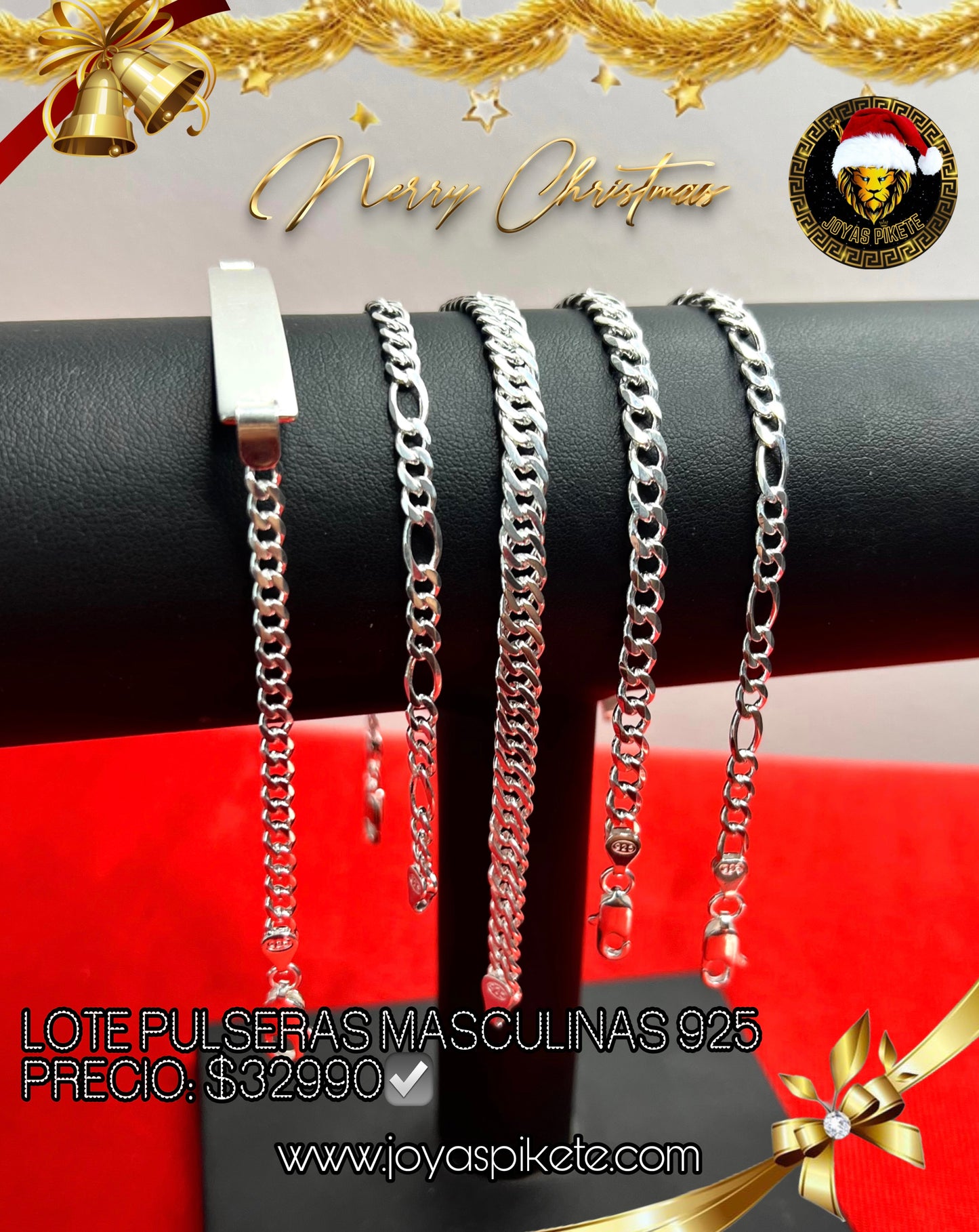 Lotes Navideños🎅🏻 Pulseras Masculinas 925