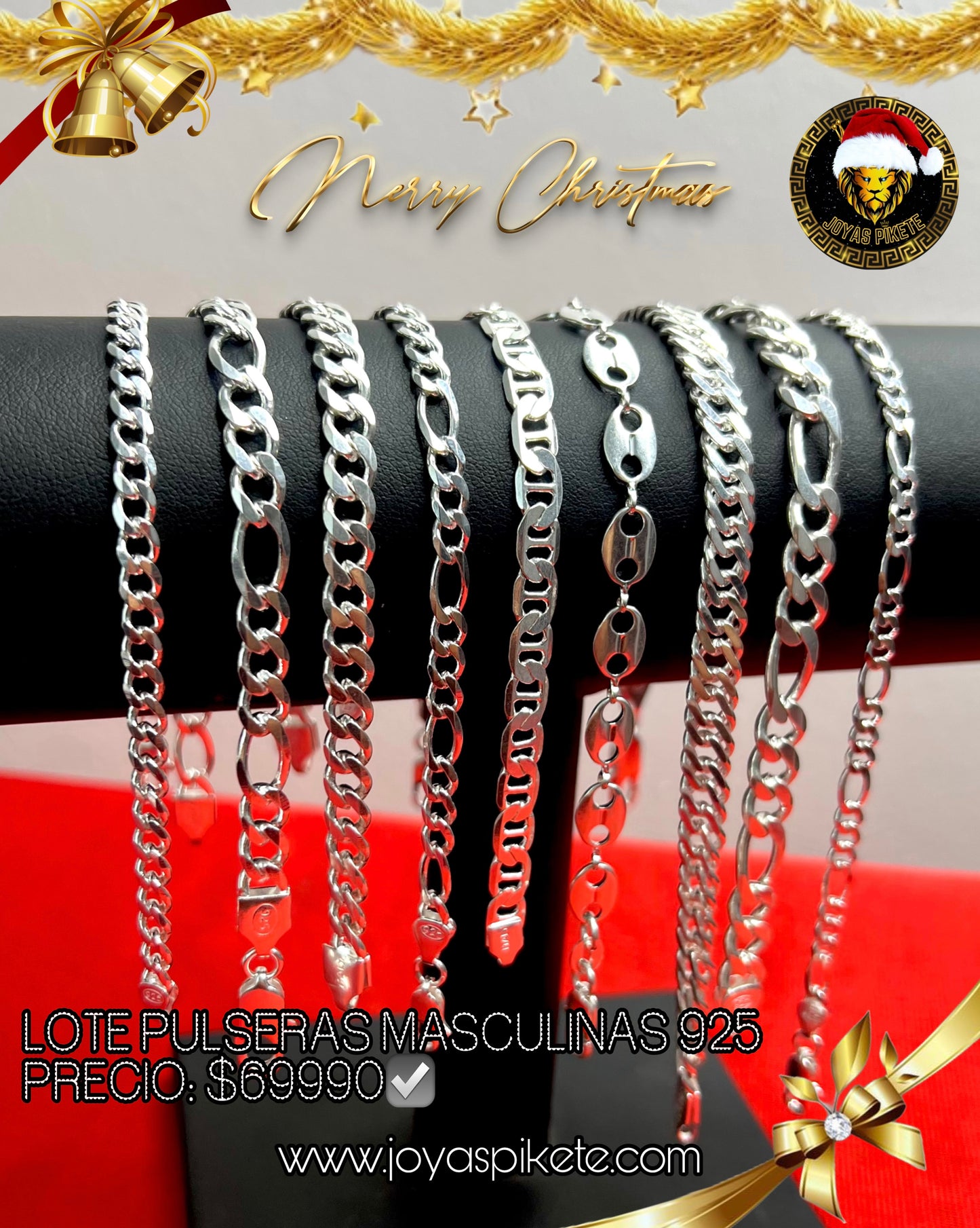 Lotes Navideños🎅🏻 Pulseras Masculinas 925